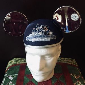 Disney World “Where Dreams Come True” Felt Cap and Silver Light Up Ears - Works!
